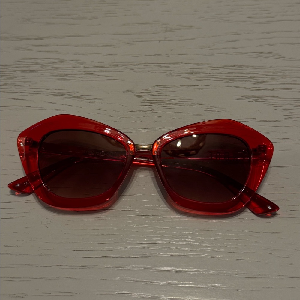 Bold Red Cat-Eye Sunglasses with Dark Lenses